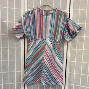 Zara Girls Multicolor Striped Cold Shoulder Dress Size 11/12
